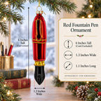 Red Fountain Pen Glass Christmas Ornament
