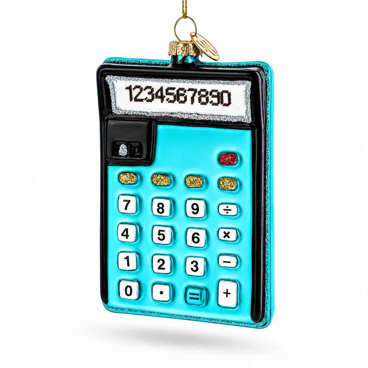 Blue Calculator Glass Christmas Ornament