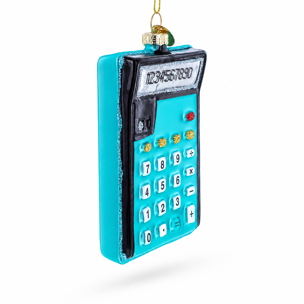 Blue Calculator Glass Christmas Ornament