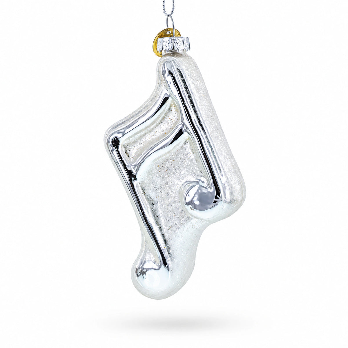 Silver Music Note Glass Christmas Ornament