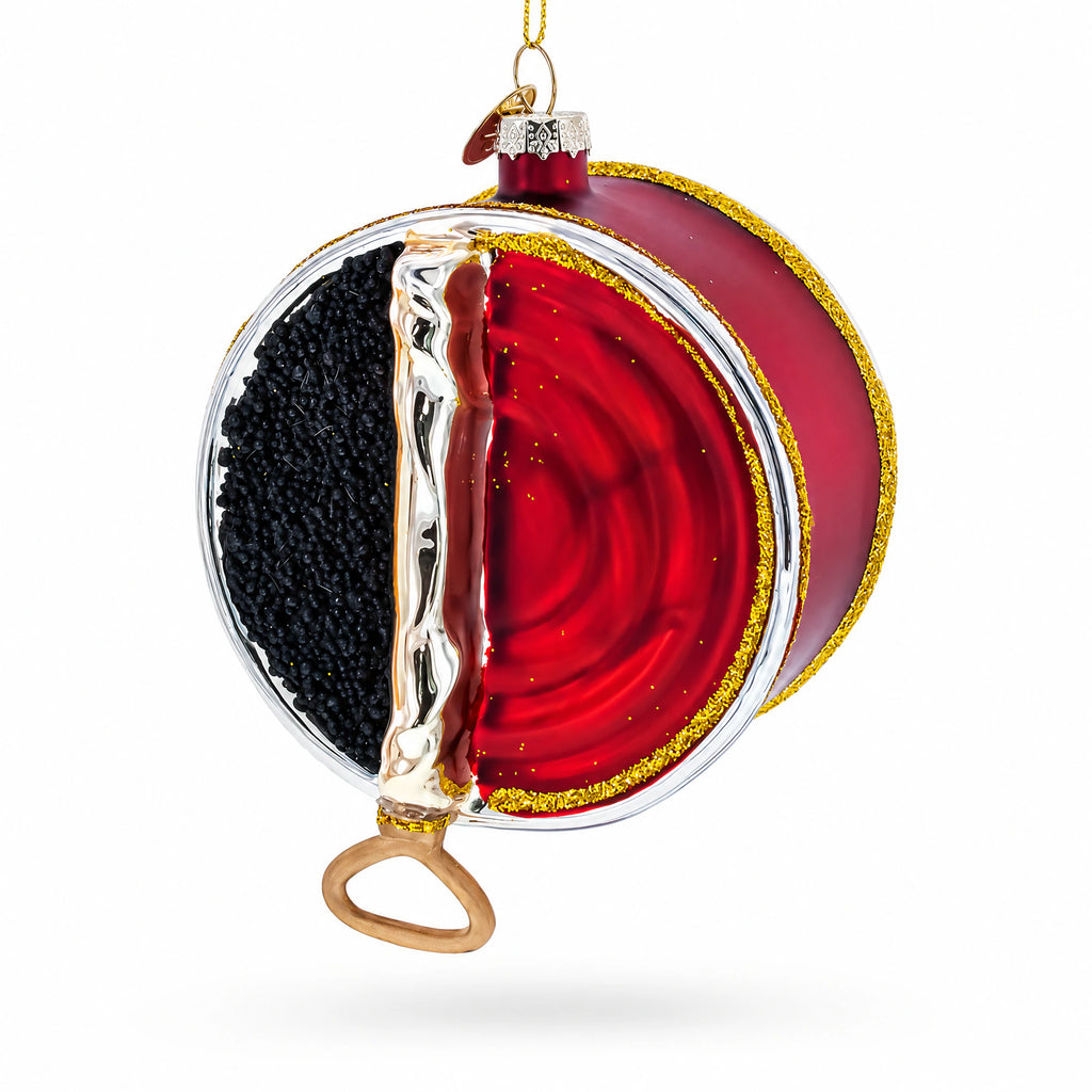 Premium Caviar Tin Glass Christmas Ornament