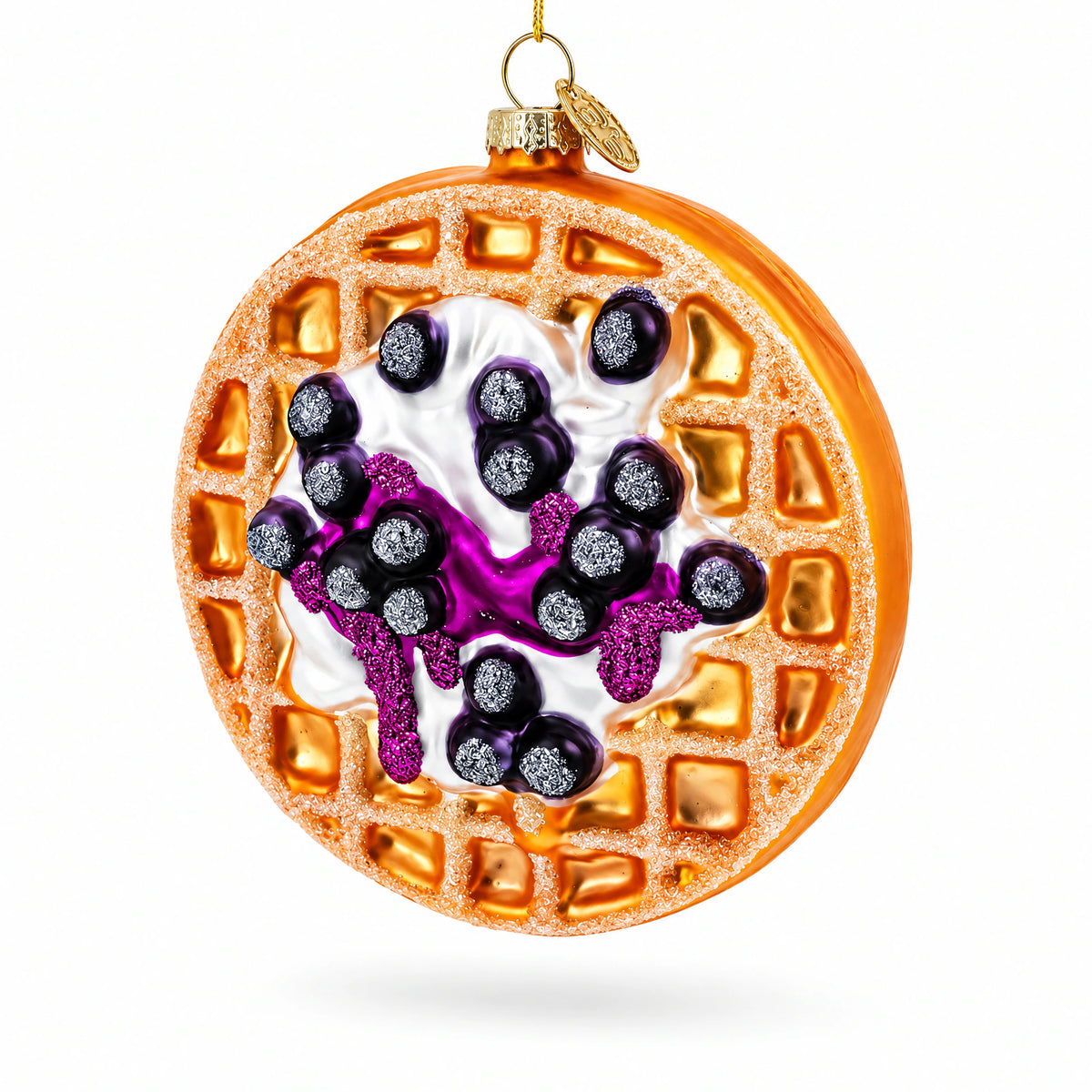 Blueberry Waffle Glass Christmas Ornament