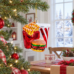 Fast Food Meal Combo Glass Christmas Ornament