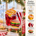 Fast Food Meal Combo Glass Christmas Ornament
