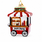 Hot Dog Cart Glass Christmas Ornament
