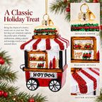 Hot Dog Cart Glass Christmas Ornament