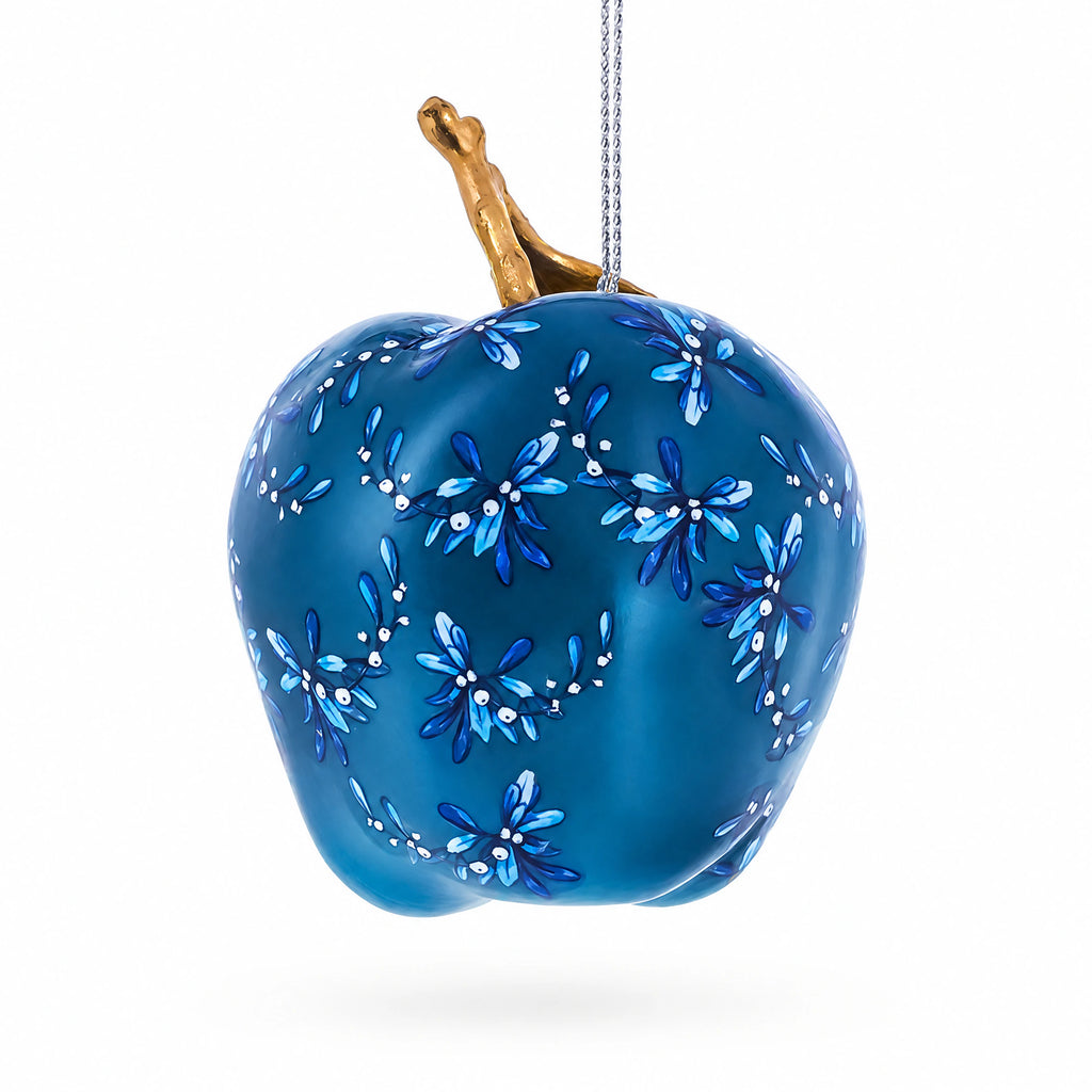 Metallic Apple with Gold Leaf Glass Christmas Ornament