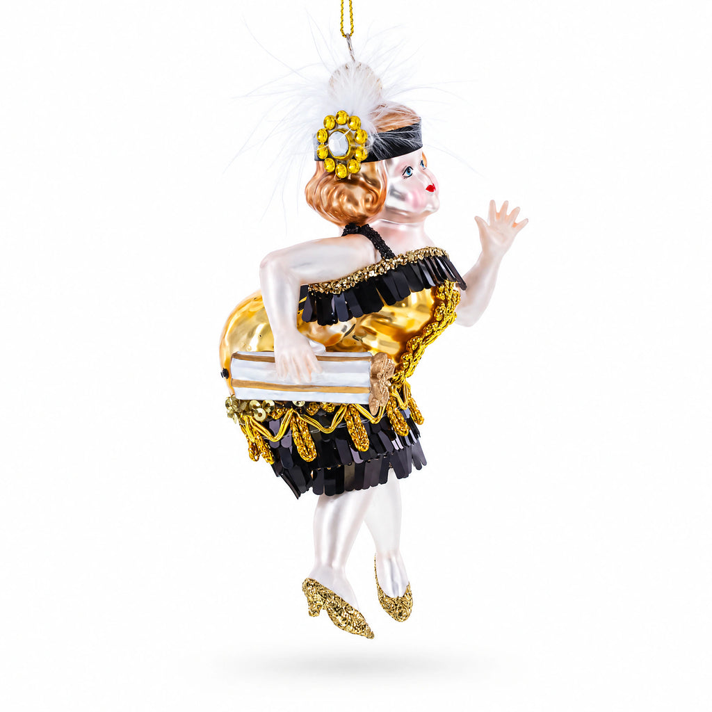 Gatsby Glam Flapper Girl Glass Christmas Ornament