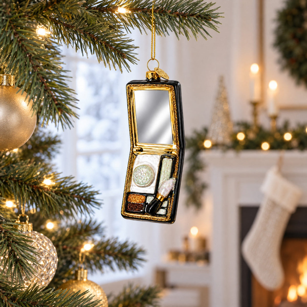 Makeup Palette with Mirror Glass Christmas Ornament