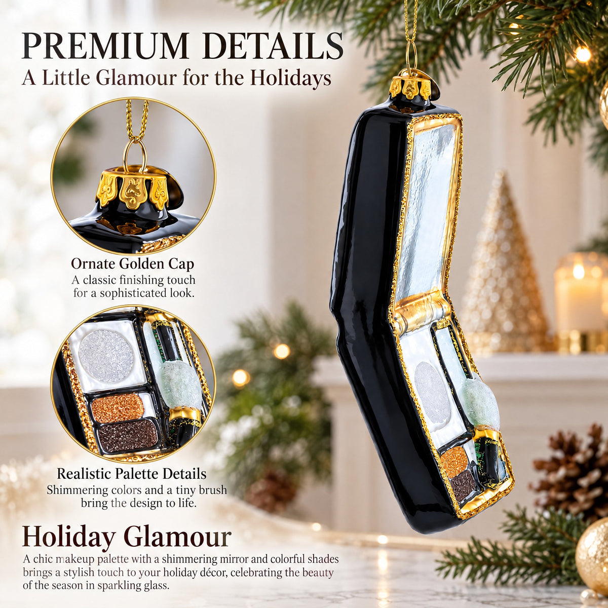 Makeup Palette with Mirror Glass Christmas Ornament