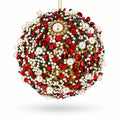 Red & Gold Beaded Glass Christmas Ornament