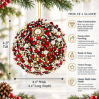 Red & Gold Beaded Glass Christmas Ornament