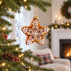Golden Lace Star Glass Christmas Ornament