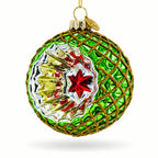 Green Starburst Indent Glass Christmas Ornament