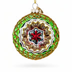 Green Starburst Indent Glass Christmas Ornament