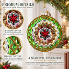 Green Starburst Indent Glass Christmas Ornament