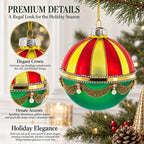 Red and Gold Dome with Green Drapes Glass Ball Christmas Ornament