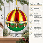 Red and Gold Dome with Green Drapes Glass Ball Christmas Ornament