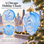 Chicago Glass Heart Christmas Ornament