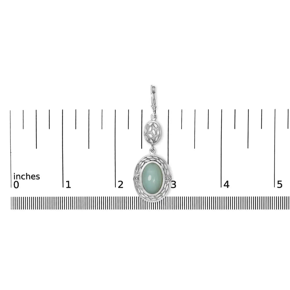 Chalcedony and diamond accent sterling silver 20cttw oval drop earrings bijoux-nyc direct