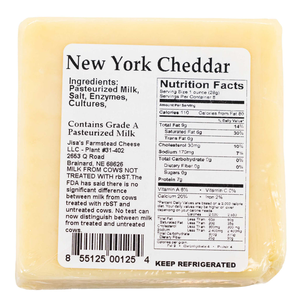 New York Cheddar Cheese Block | Pack of 6 | 8 oz | Jisa's Farmstead Cheese