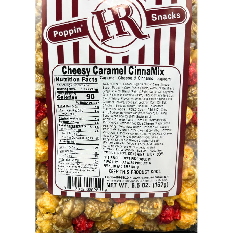 Cheesy Caramel Cinnamix Popcorn | Pack of 3 | 4 oz | HR Poppin' Snacks