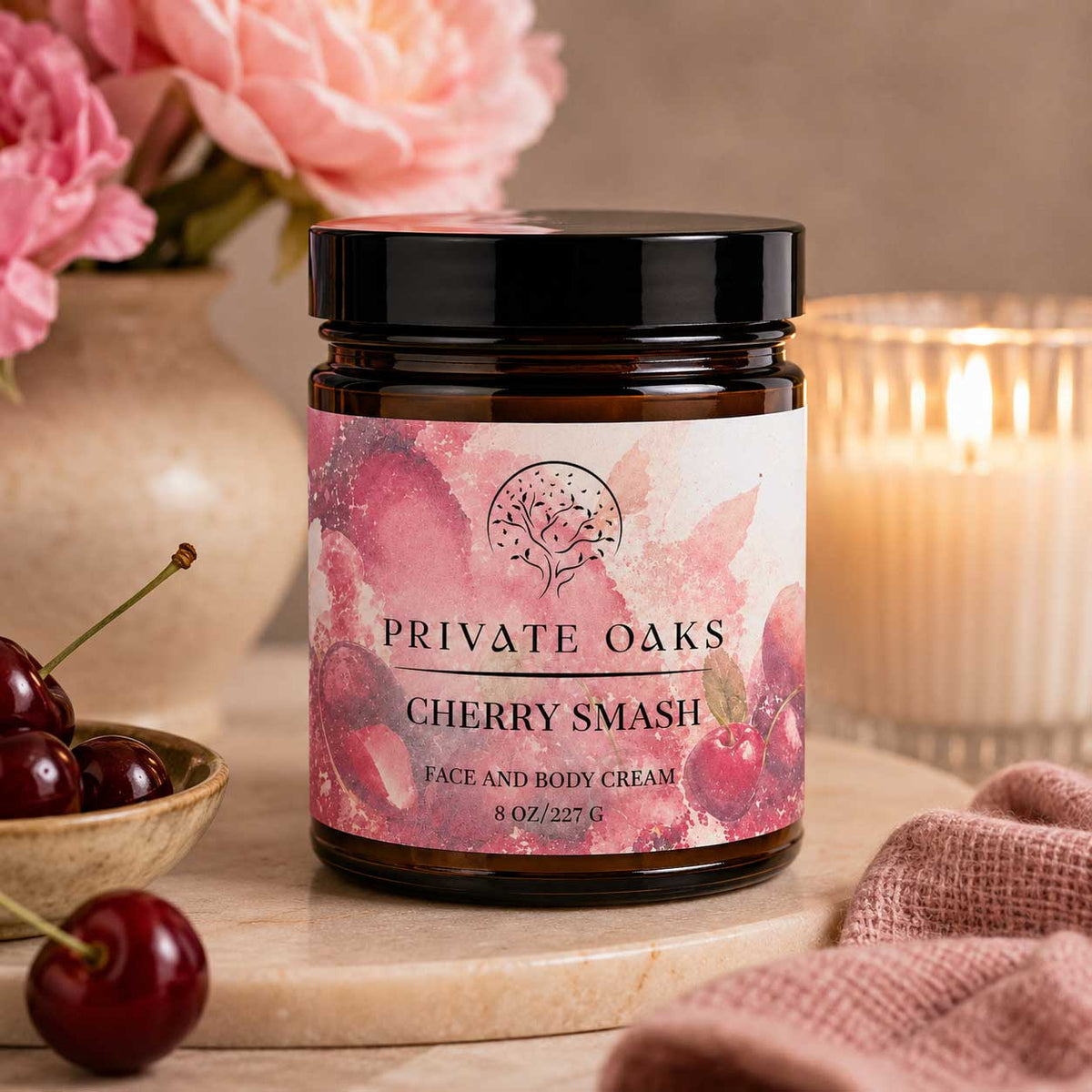 Cherry Smash Face and Body Cream | 8 oz | Multiple Skin Types | Private Oaks Soap Co.