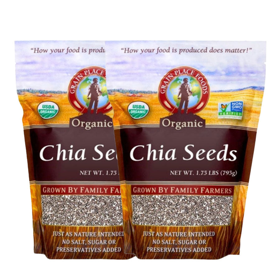 Organic Chia Seeds | 1.75 lb | Pack of 2 | Non-GMO | Grain Place Foods