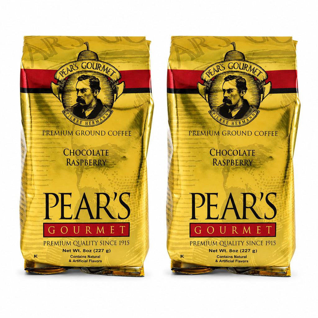 Pear's Chocolate Raspberry Ground Coffee | Pack of 2 | 8 oz | Brenmar