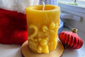Christmas Present Beeswax Pillar Candle
