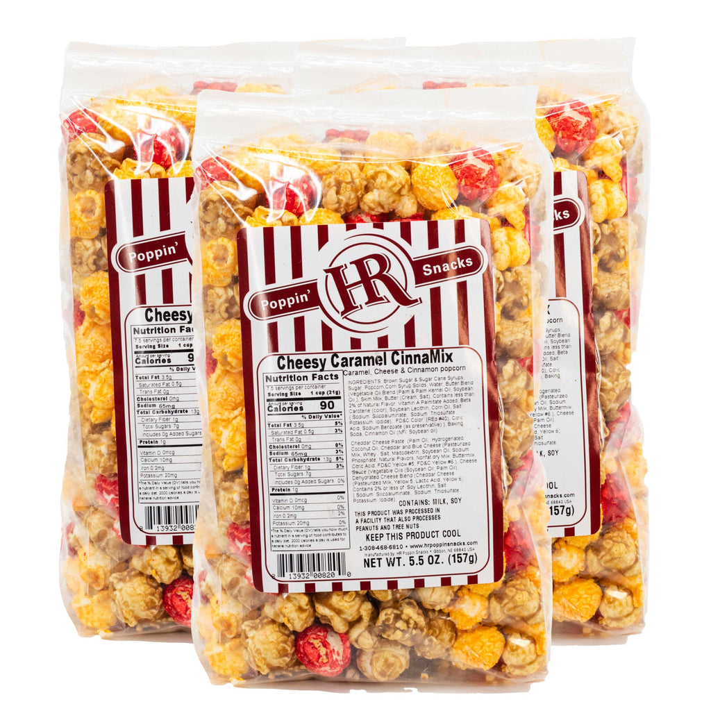 Cheesy Caramel Cinnamix Popcorn | Pack of 3 | 4 oz | HR Poppin' Snacks