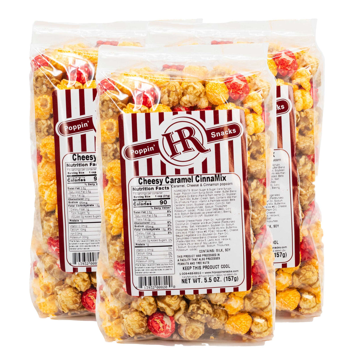 Cheesy Caramel Cinnamix Popcorn | Pack of 3 | 4 oz | HR Poppin' Snacks