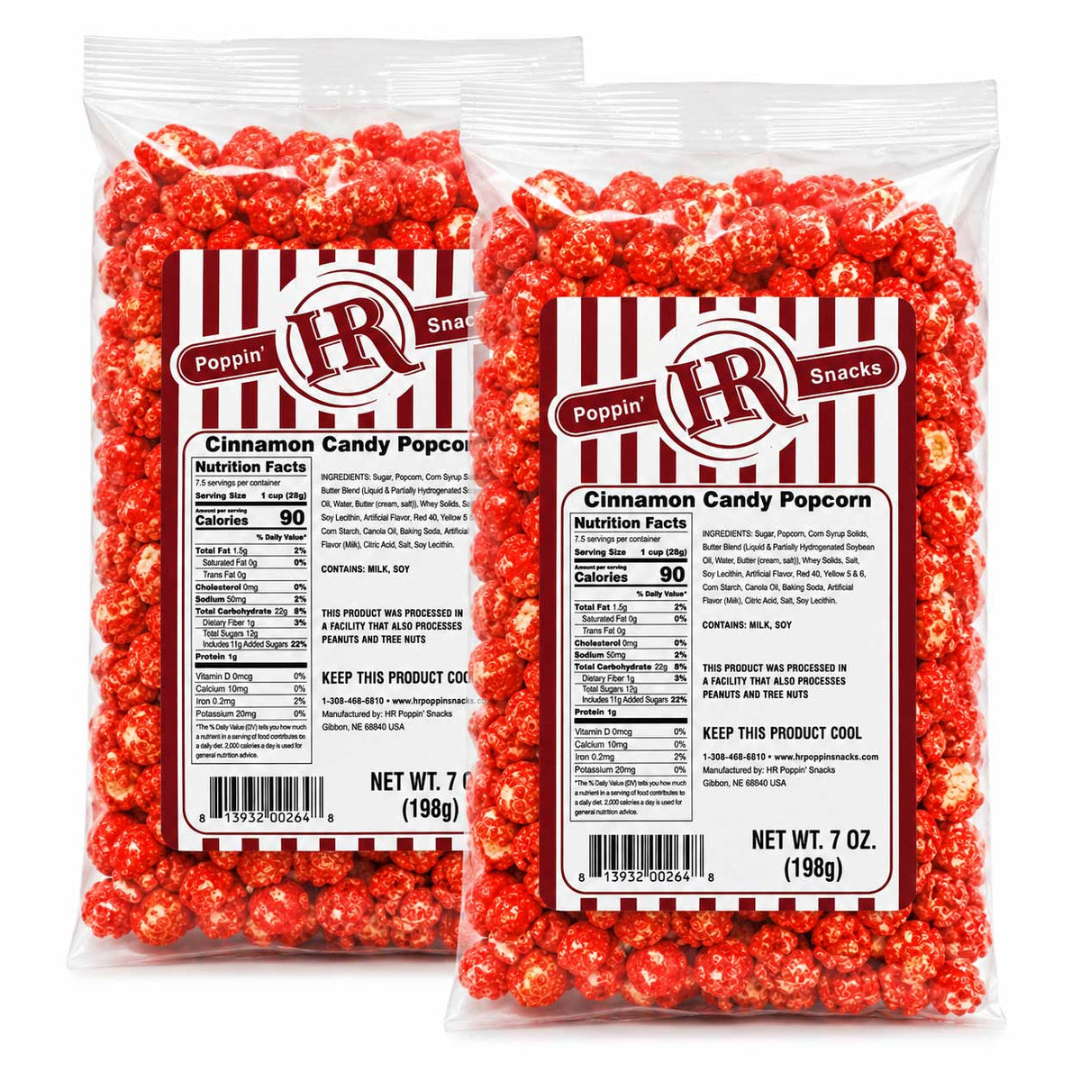Cinnamon Candy Popcorn | Pack of 2 | 5 oz | HR Poppin' Snacks