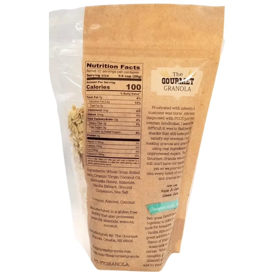 Cinnamon Vanilla Almond Granola | 12 oz | Pack of 2 | Gluten, Dairy, & Soy Free | The Gourmet Granola