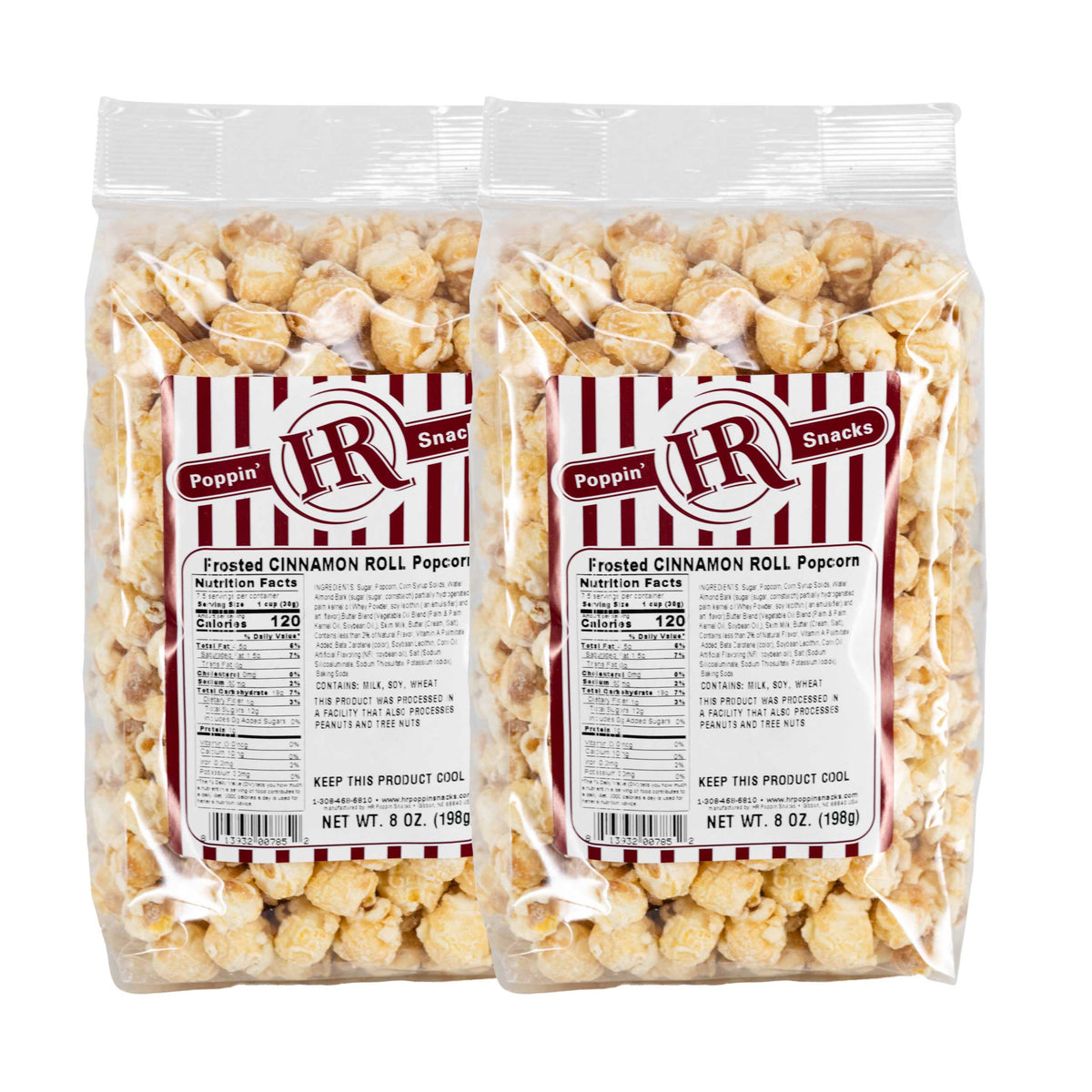 Frosted Cinnamon Roll Popcorn | 8 oz | Pack of 2 | HR Poppin' Snacks