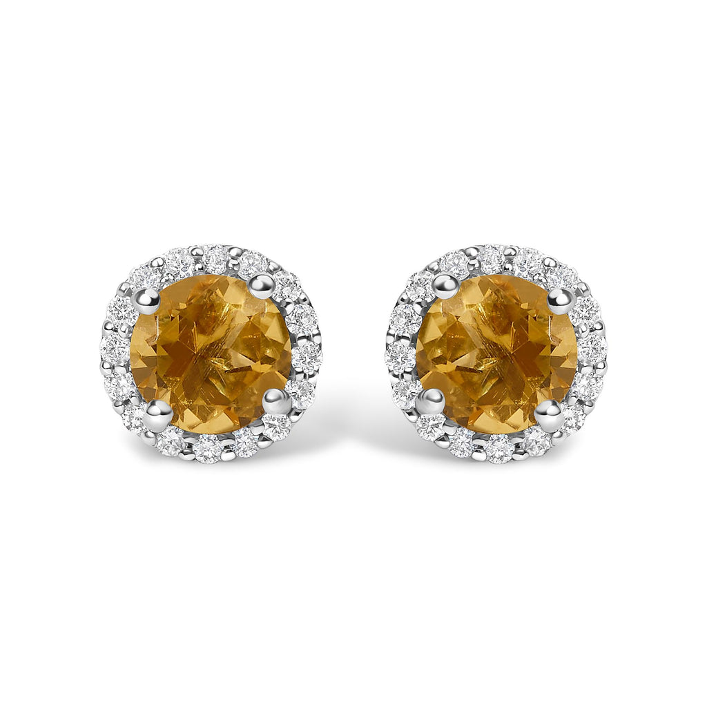 10K Gold Gemstone and 3/8 Cttw Diamond Halo Jewelry Set (Earrings, Pendant & Ring)