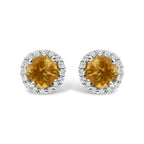 10K Gold Gemstone and 3/8 Cttw Diamond Halo Jewelry Set (Earrings, Pendant & Ring)