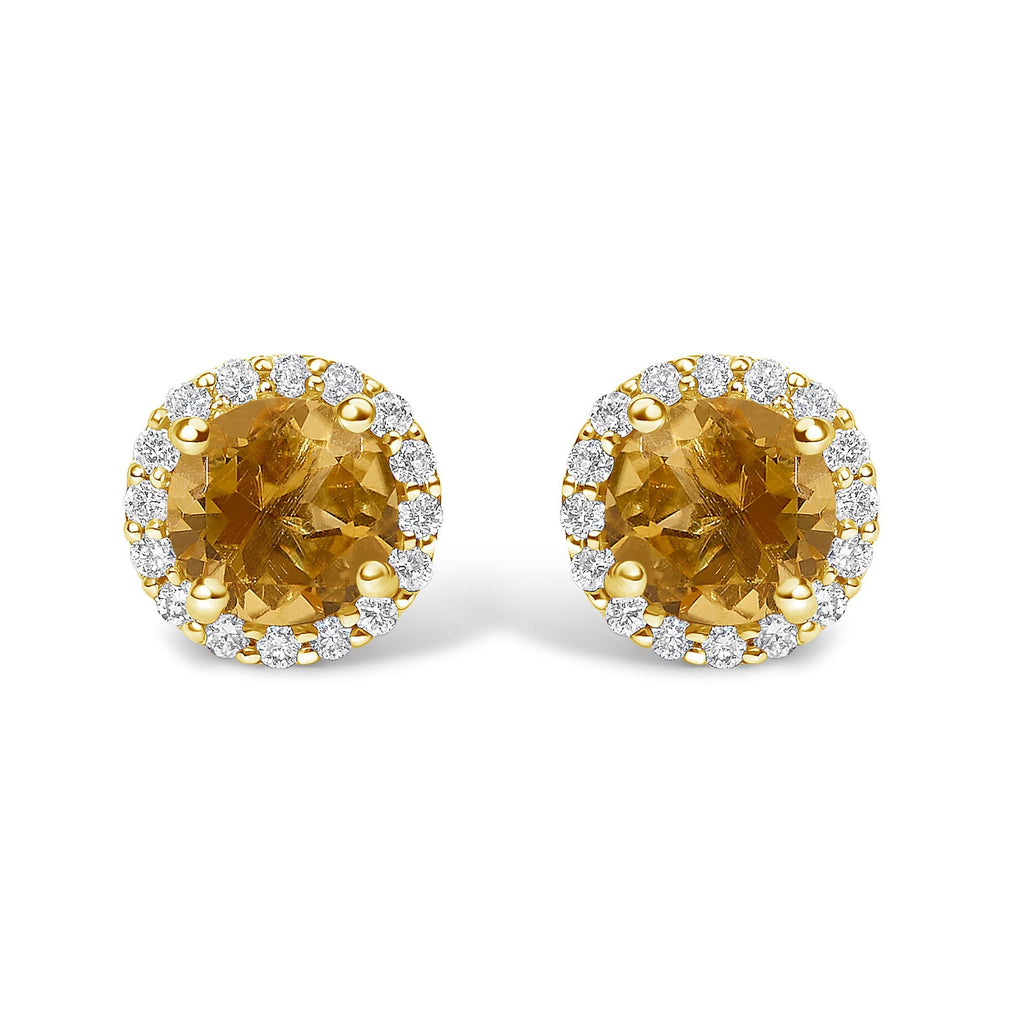 10K Gold Gemstone and 3/8 Cttw Diamond Halo Jewelry Set (Earrings, Pendant & Ring)