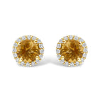 10K Gold Gemstone and 3/8 Cttw Diamond Halo Jewelry Set (Earrings, Pendant & Ring)