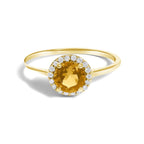 10K Gold Gemstone and 3/8 Cttw Diamond Halo Jewelry Set (Earrings, Pendant & Ring)