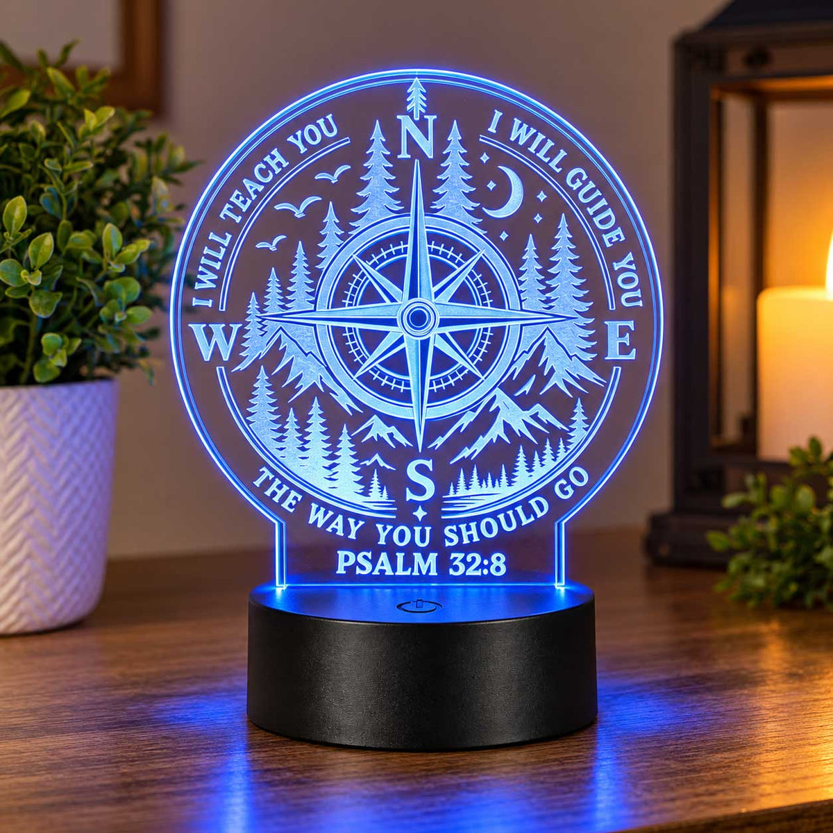 Inspirational LED Lighted Plaque | I Will Teach You And Guide You The Way You Should Go | Glowing Creation