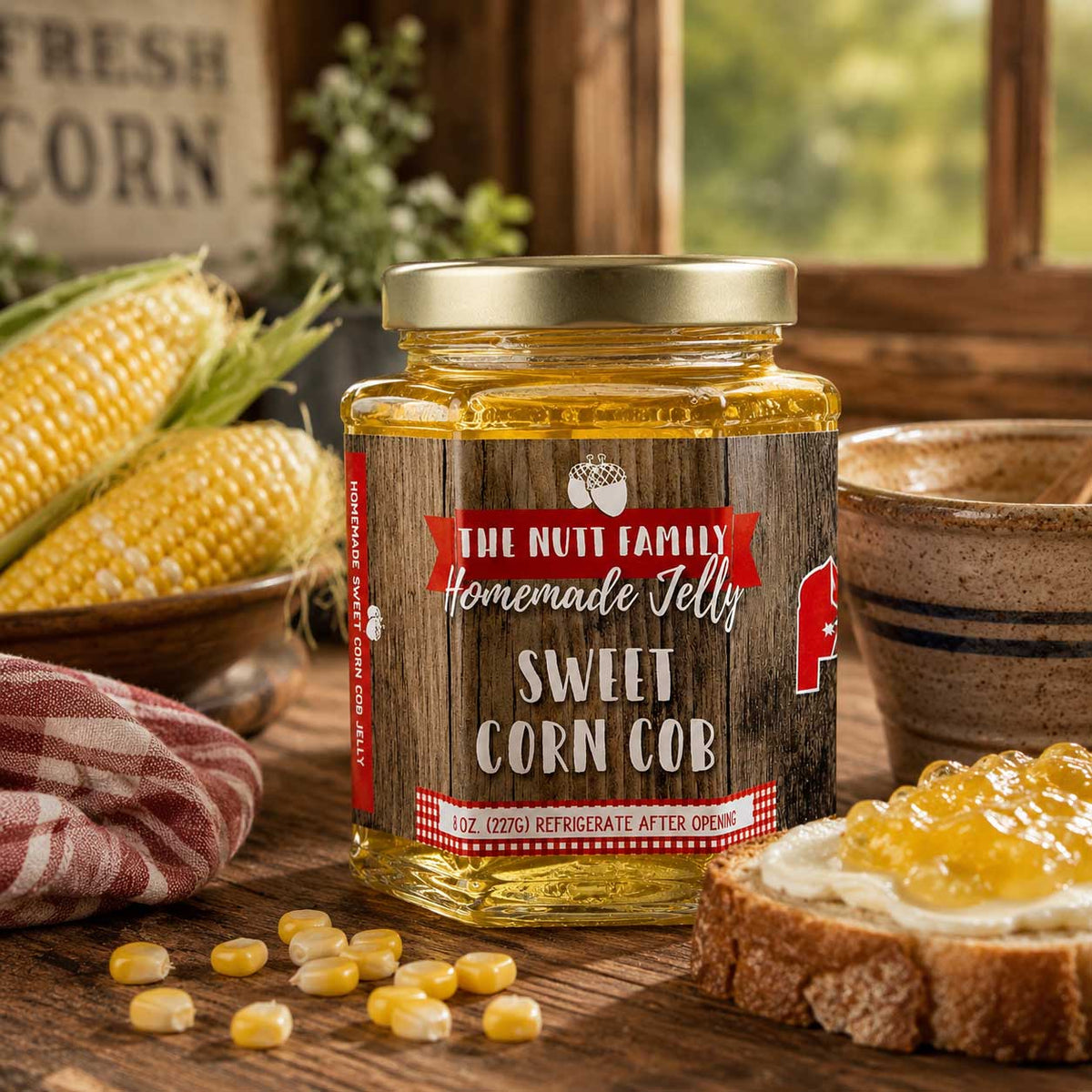 Sweet Corn Cob Jelly | Pack of 4 | 9 oz | Nutt Family Jams & Jellies