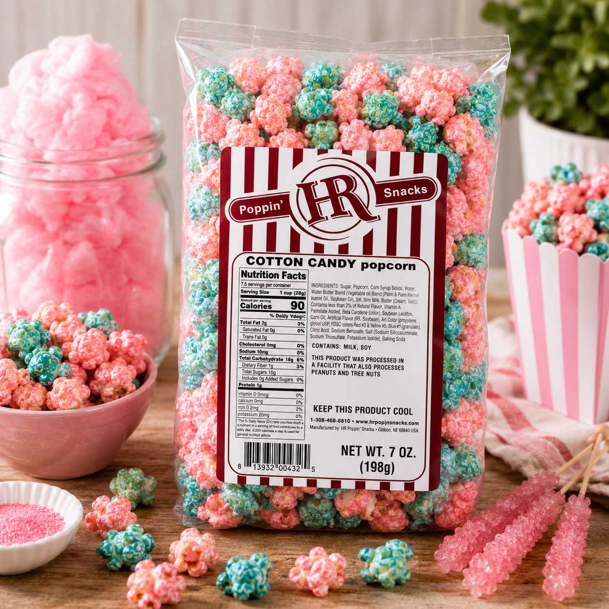 Cotton Candy Popcorn | Pack of 4 | 5 oz | HR Poppin' Snacks