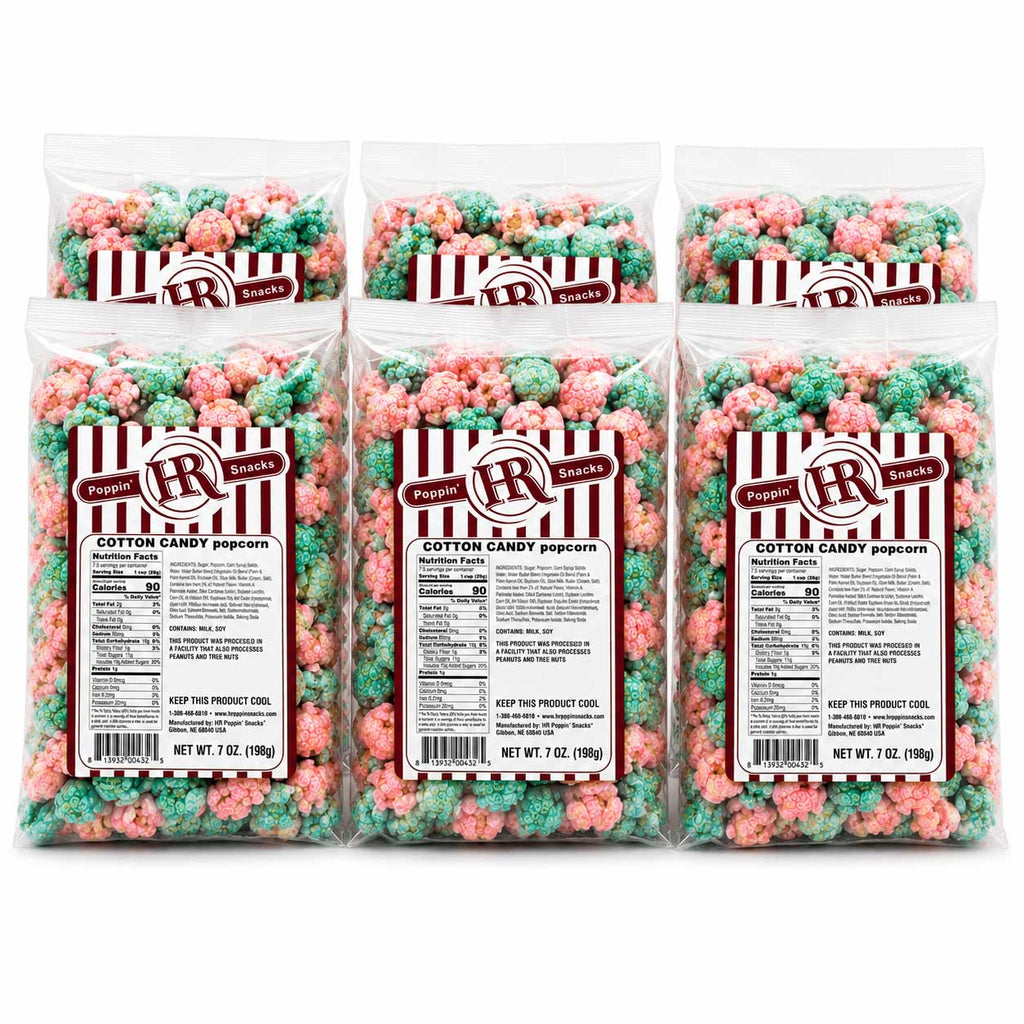 Cotton Candy Popcorn | Pack of 6 | 5 oz | HR Poppin' Snacks