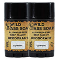 Aluminum-Free Cowgirl Beef Tallow Deodorant | Pack of 2 | 2.75 oz | Wild Ass Soap
