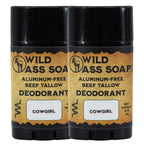 Aluminum-Free Cowgirl Beef Tallow Deodorant | Pack of 2 | 2.75 oz | Wild Ass Soap