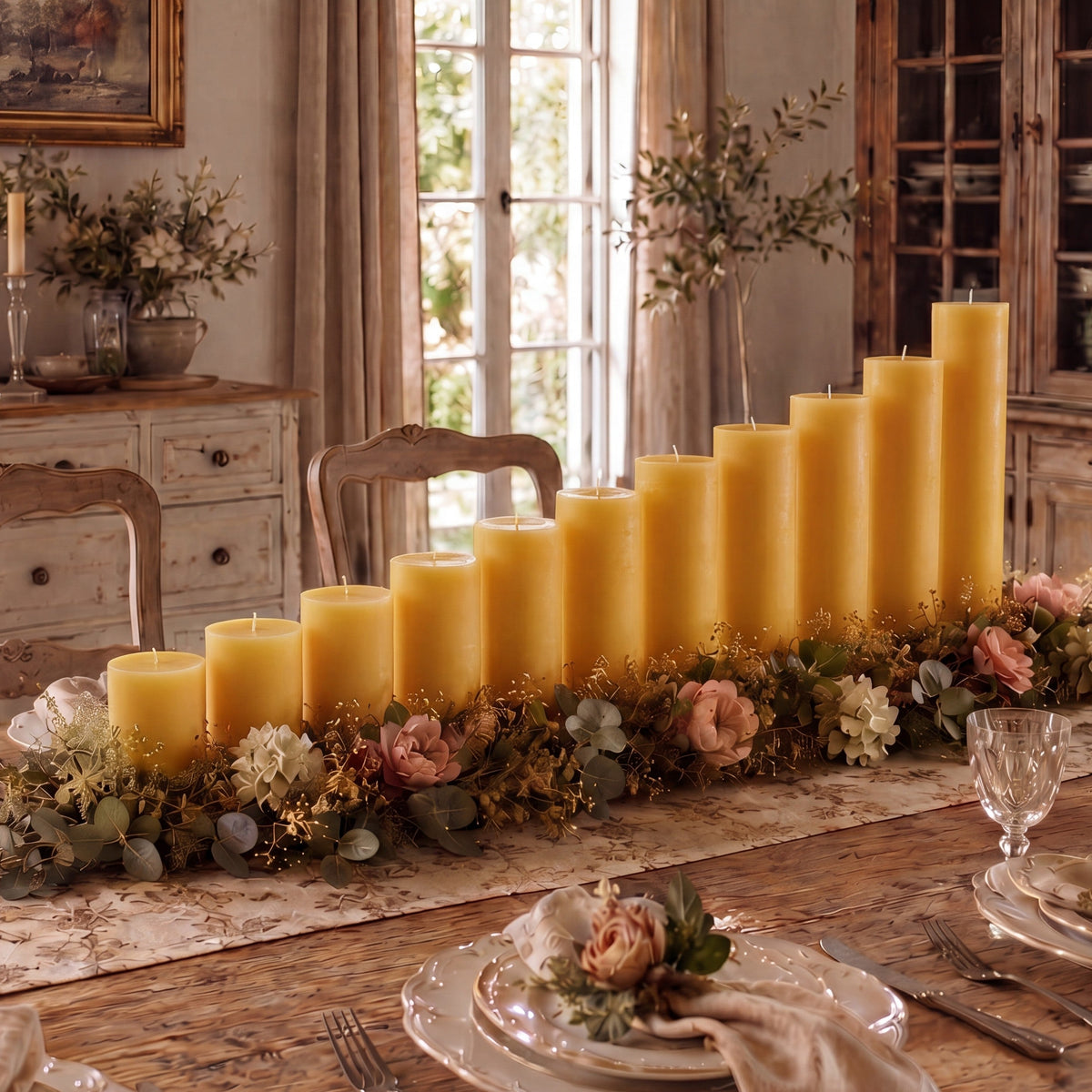 3x4 Inch Yellow Beeswax Pillar Candle