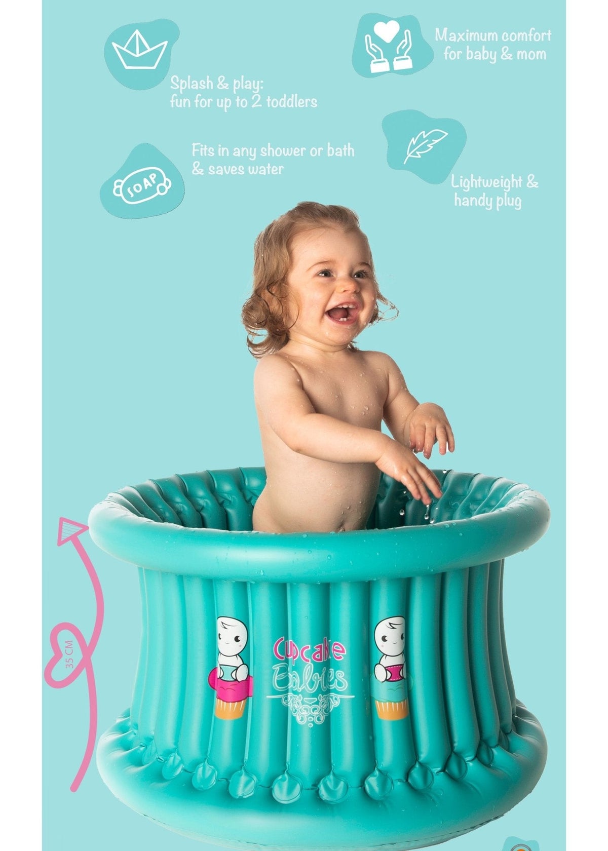 Cupcake Babies Big Bath — Turquoise | Ages 1–8
