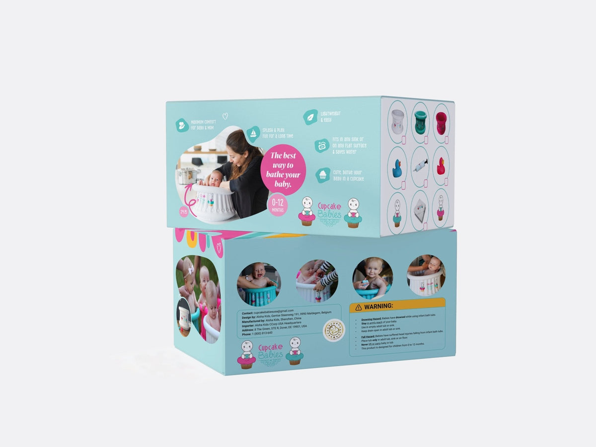 Cupcake Babies Small Bath Turquoise & travel pouch & inflator (suitable from birth up to 1 year)