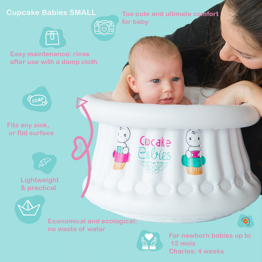 Cupcake Babies Small Bath White & travel pouch & inflator (suitable from birth up to 1 year)